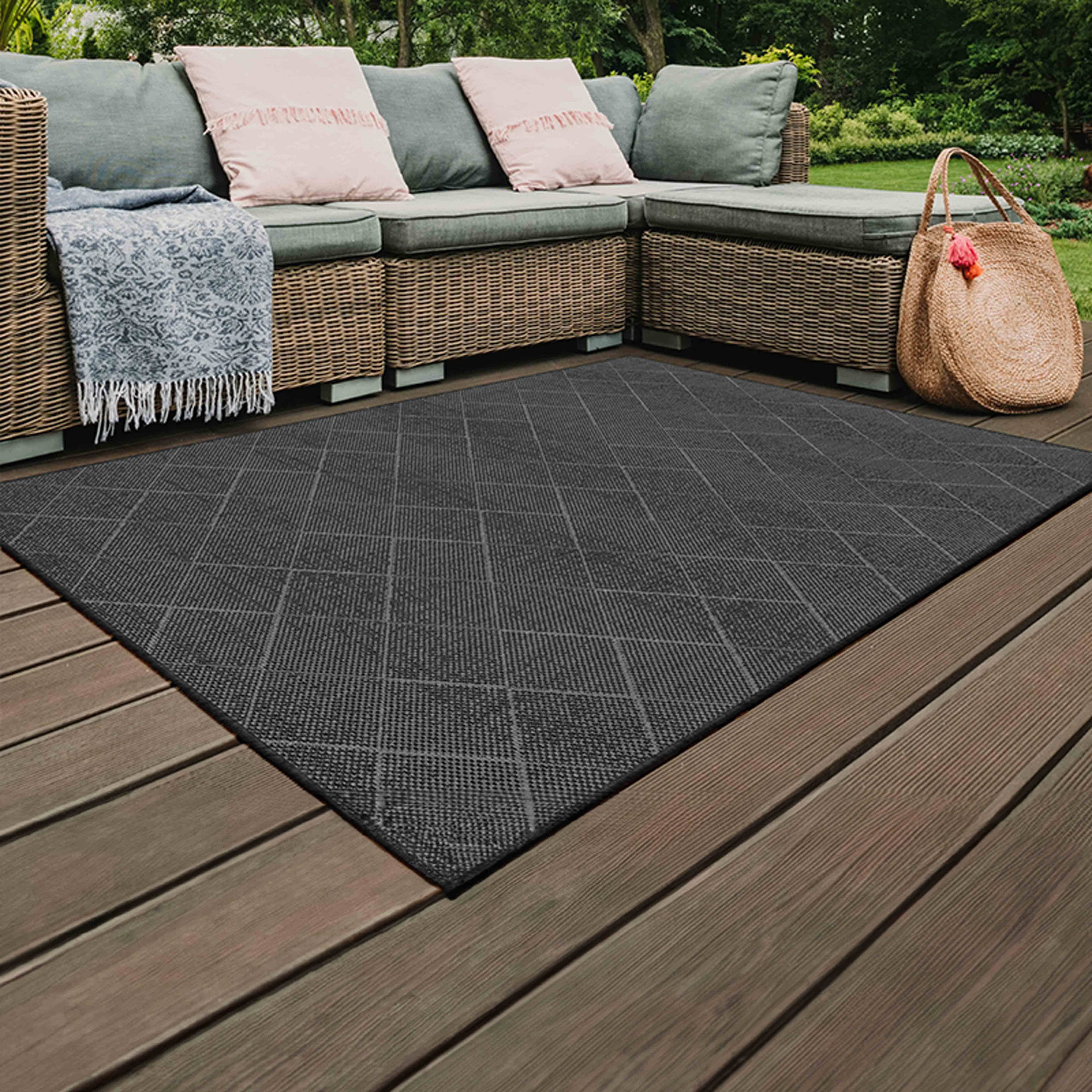 Oviala - Tapis d'extérieur en polypropylène 160 x 230 cm noir Dioma - Oviala - Image 2