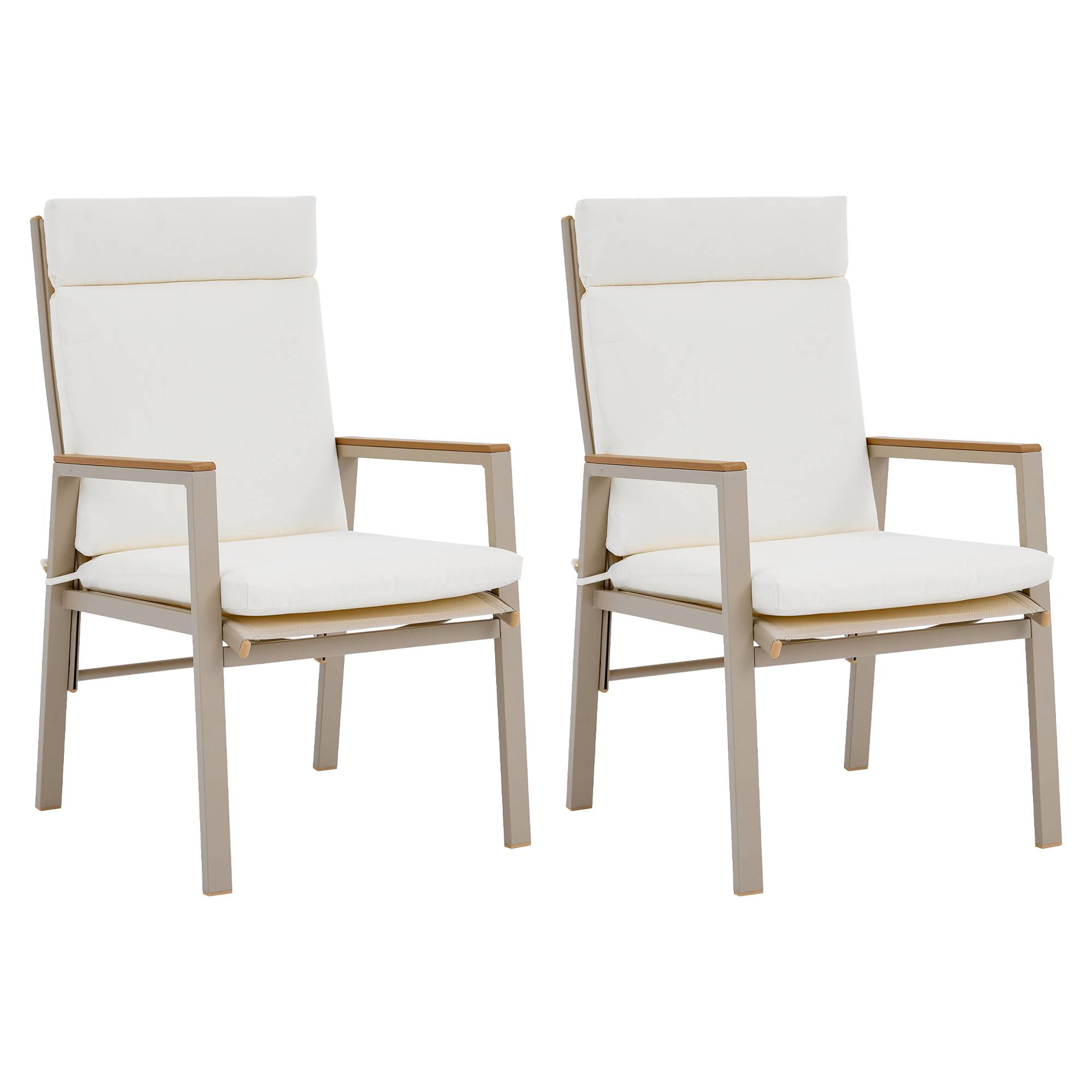 ComfortXL - Lot de 2 chaises de jardin fer galvanisé beige et kaki accoudoirs confort extérieur - ComfortXL Outdoor Living - Image 7