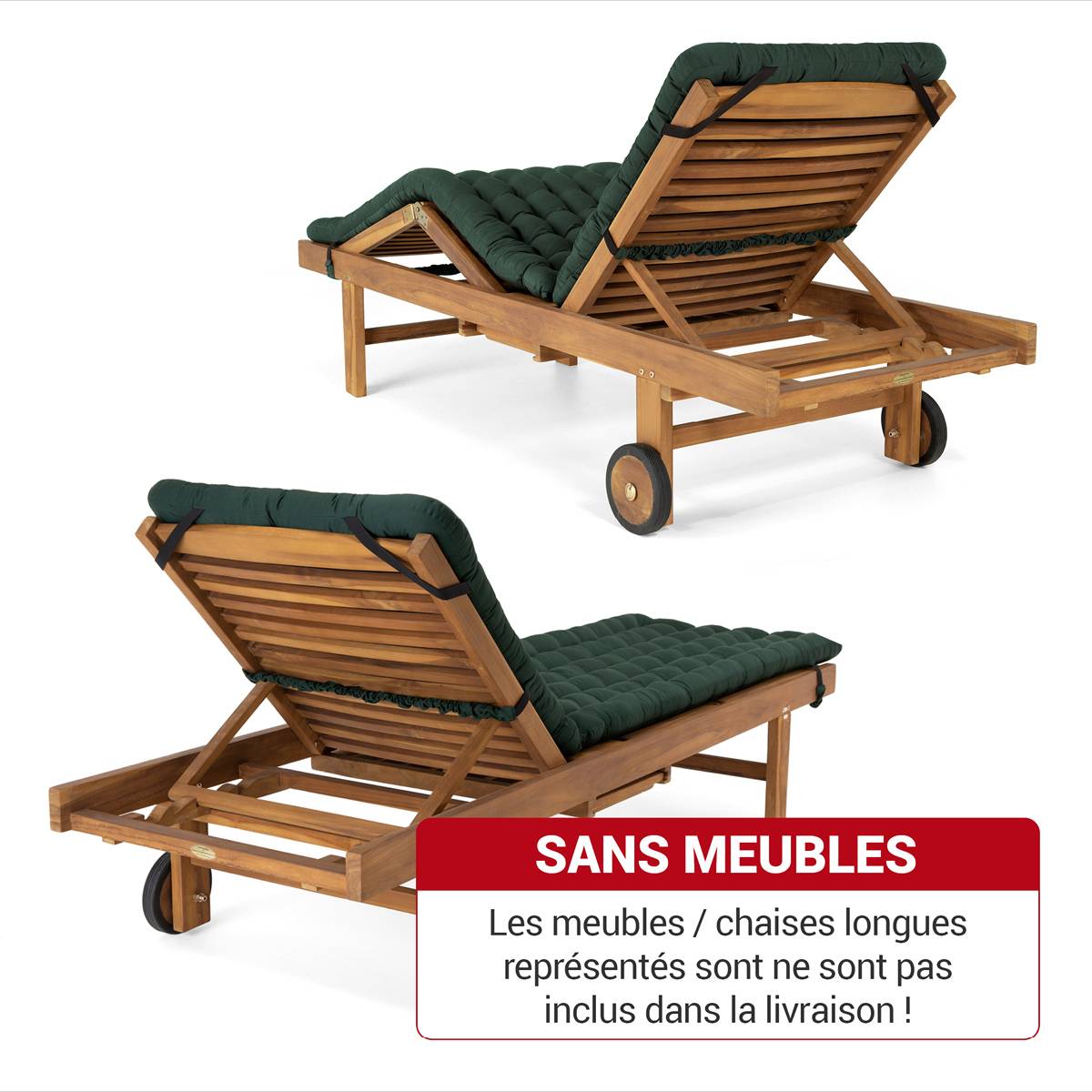 Coussin de Transat | 200x60 cm | Vert mousse - HAVE A SEAT Living - Image 5
