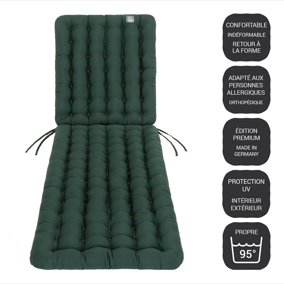 Coussin de Transat | 200x60 cm | Vert mousse - HAVE A SEAT Living - Image 2