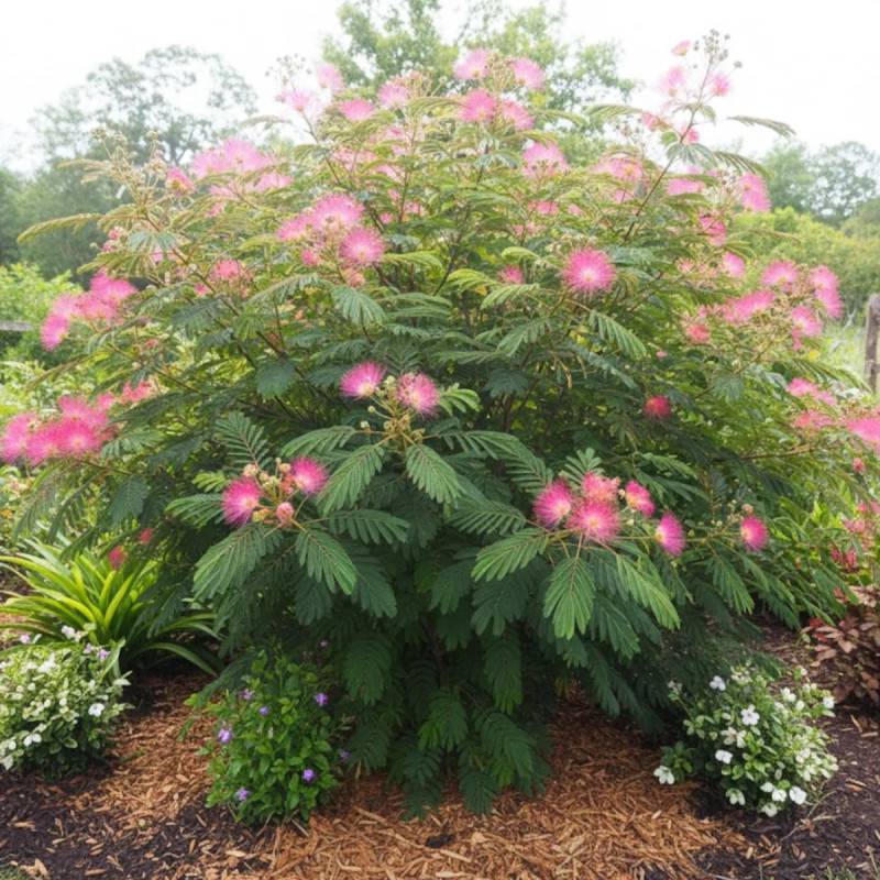 Arbre à soie Rouge Sélection, Albizia à fleurs Rose - feuillage Caduc - Pot de 7,5L - 80/100 cm-  hauteur à maturité De 3,00 m à 5,00 m - Image 4