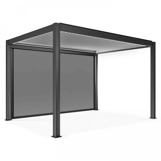 Oviala - Pergola bioclimatique autoportée motorisée et éclairée 3x4m et 1 store Kavala - Oviala - Image 2