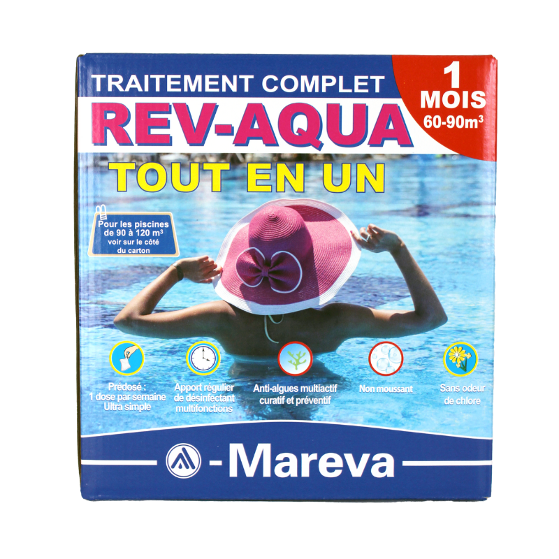 Traitement complet Mareva Rev-Aqua 1 mois - piscine 60-90 m3 (Revaqua) - L'unité
