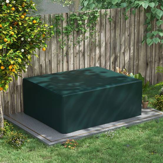Housse de protection rectangulaire pour mobilier – Housse pour salon de jardin imperméable, anti-UV et anti-poussière (235 x 190 x 90 cm) – Verte - Image 3