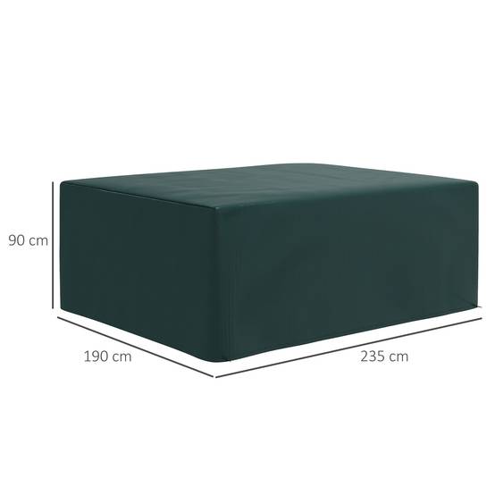 Housse de protection rectangulaire pour mobilier – Housse pour salon de jardin imperméable, anti-UV et anti-poussière (235 x 190 x 90 cm) – Verte - Image 4
