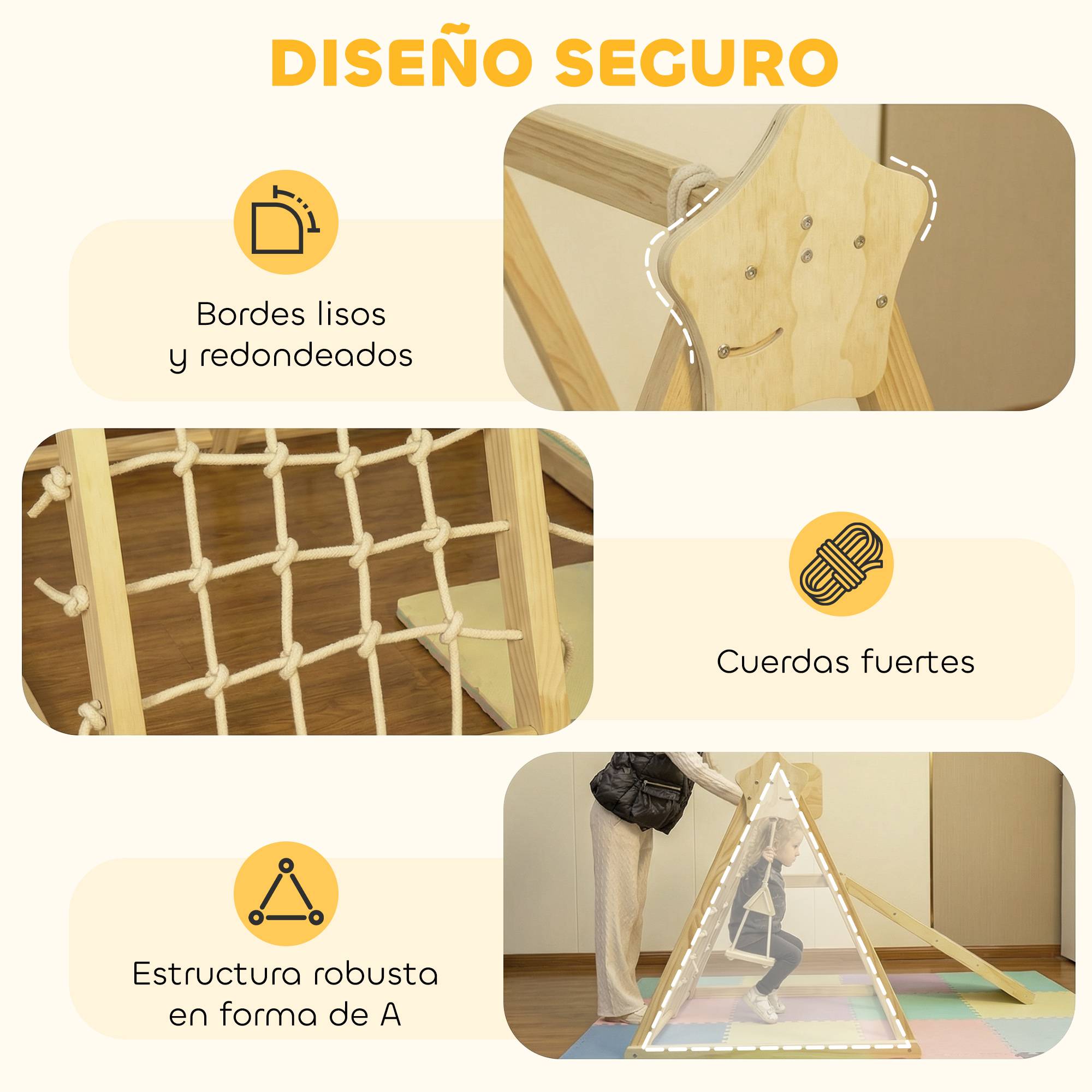 Structure de jeux 5 en 1 pour enfants : toboggan, balançoire, panier de basket, planche et filet d’escalade naturel. - Image 8