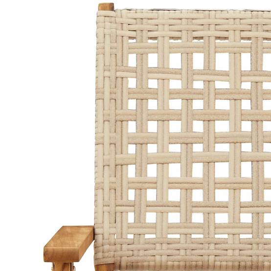 Lot de 4 Chaises de jardin | Chaise d'extérieur pliantes beige rotin et bois massif - Image 9