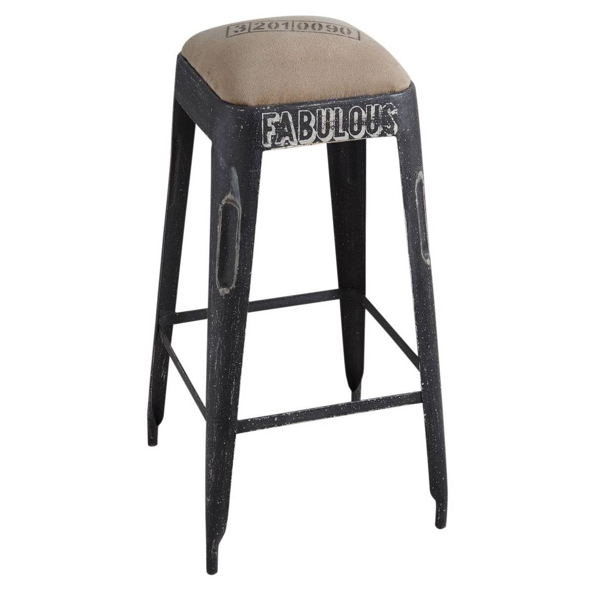Aubry Gaspard - Tabouret de bar en métal noir vieilli - Image 1
