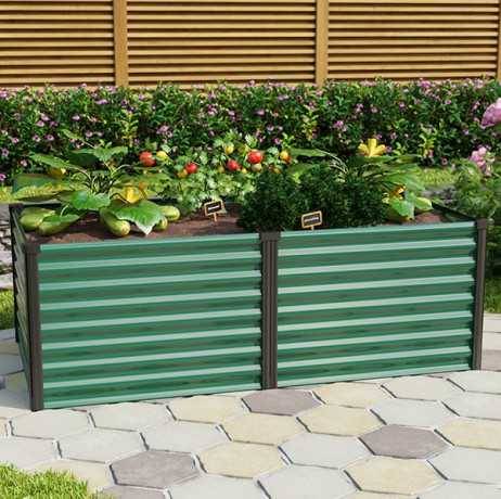 Vitavia - Carré potager Linus 630 – Acier Zincalume H 63 cm, Couleur Granit/Aluminium - Image 7
