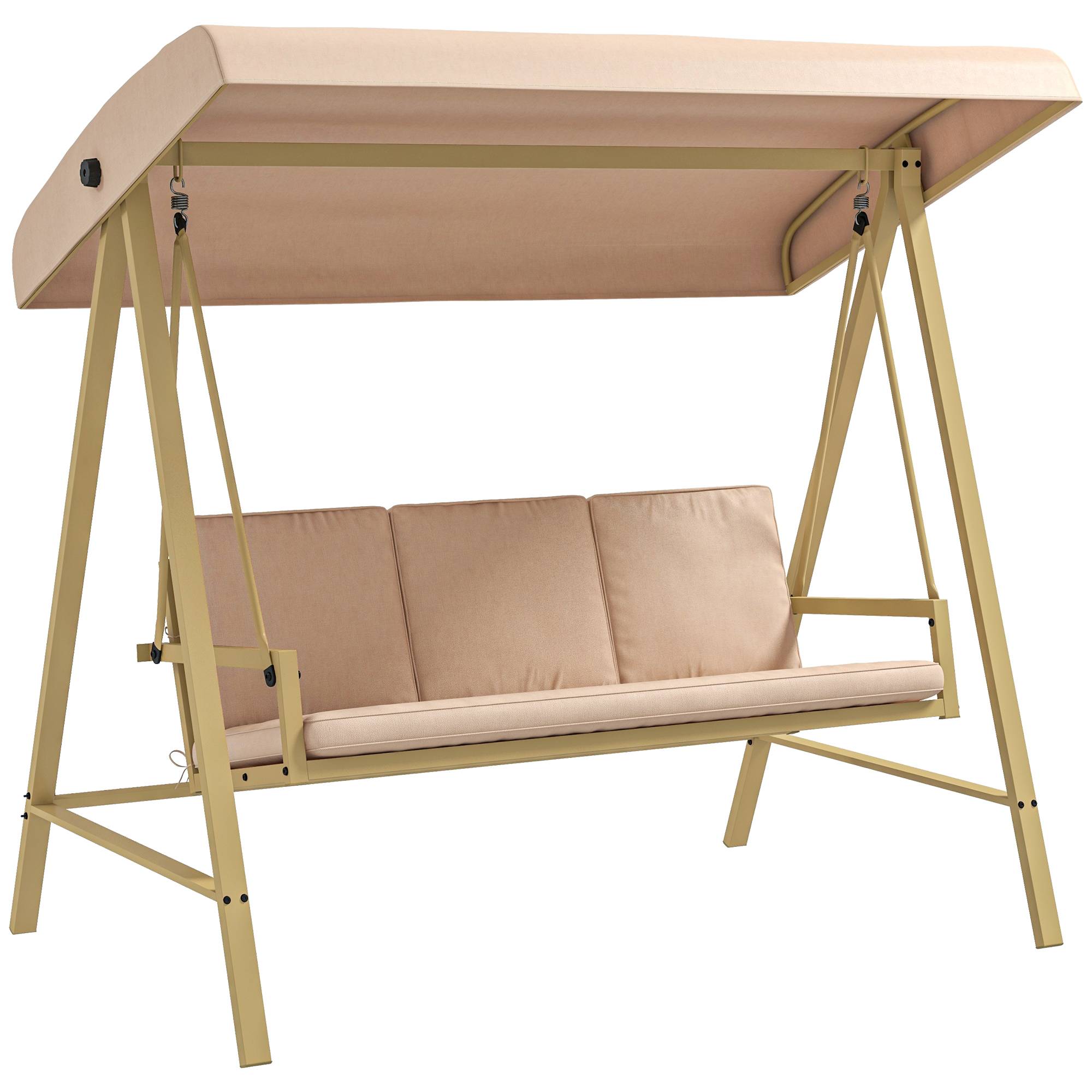 Outsunny - Balancelle de jardin 3 places toit inclinaison réglable épais coussins amovibles polyester acier époxy beige - Outsunny - Image 1