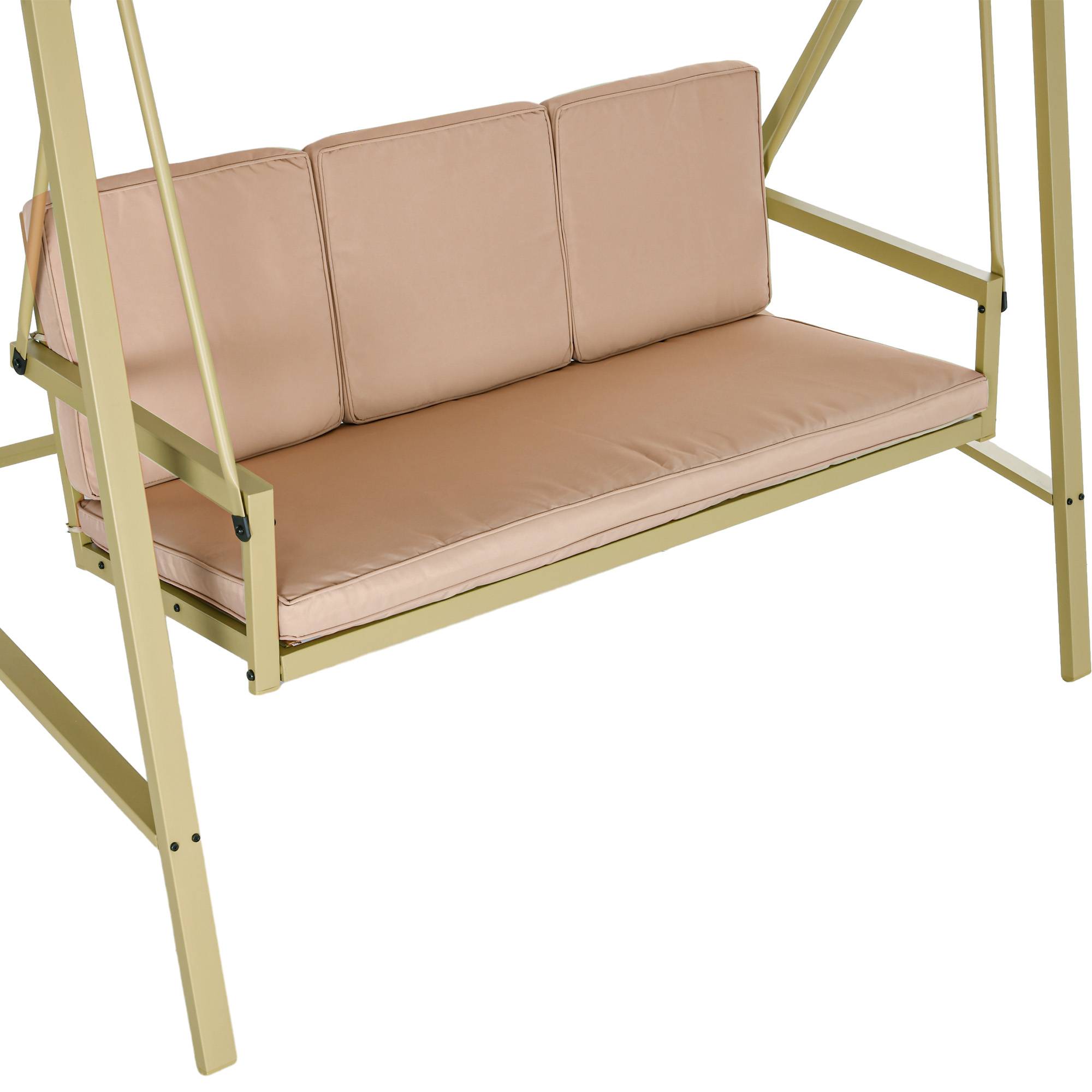 Outsunny - Balancelle de jardin 3 places toit inclinaison réglable épais coussins amovibles polyester acier époxy beige - Outsunny - Image 4