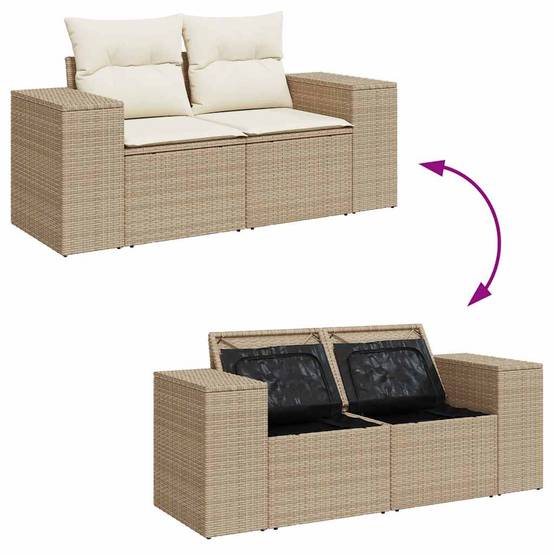 ComfortXL - Petit salon de jardin 5 pcs résine tressée modulable avec table relevable Beige – ComfortXL Outdoor Living - Image 3
