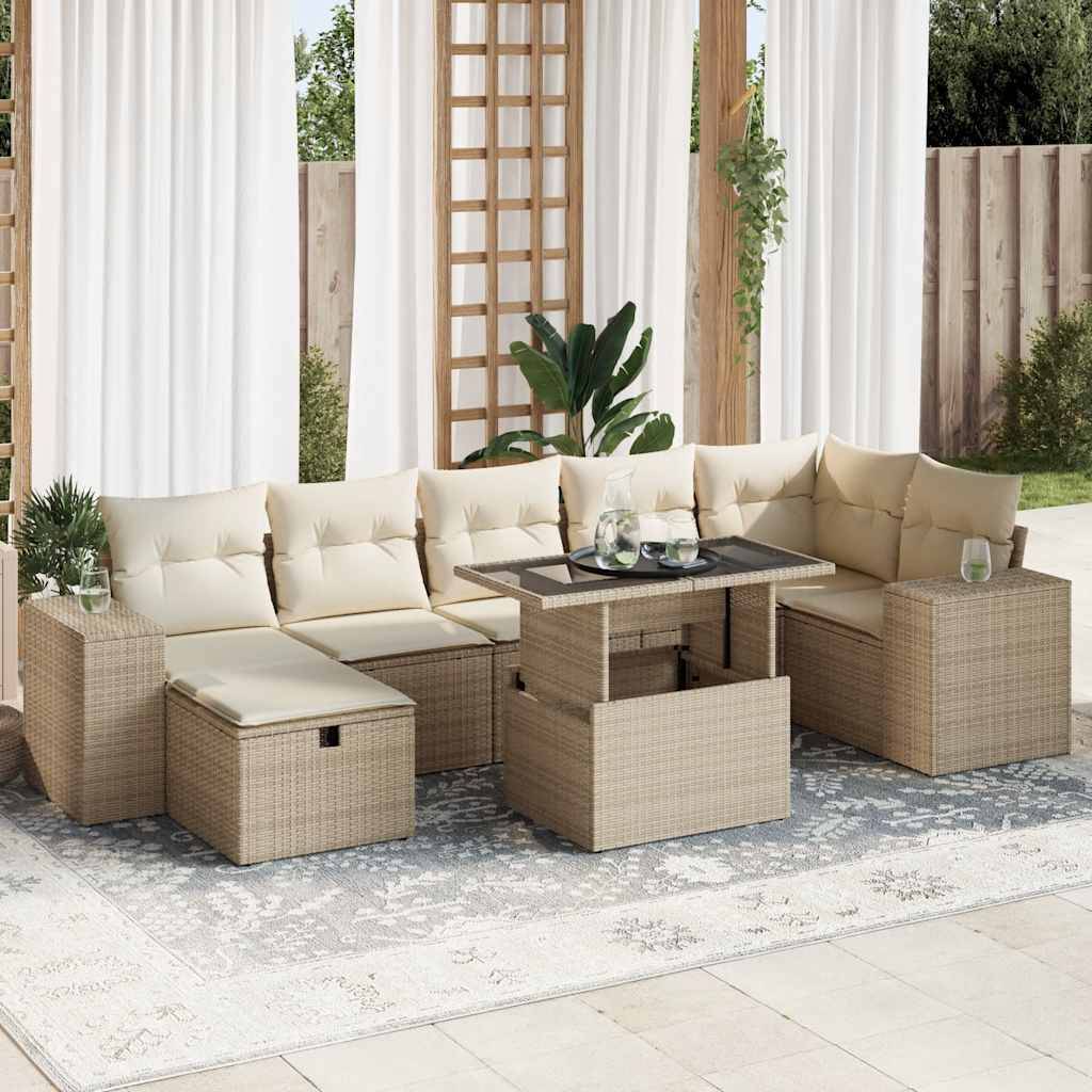ComfortXL - Petit salon de jardin 5 pcs résine tressée modulable avec table relevable Beige – ComfortXL Outdoor Living - Image 1