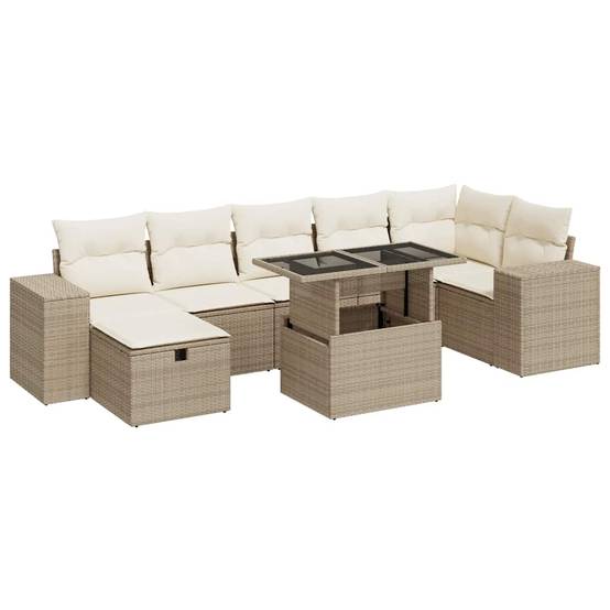 ComfortXL - Petit salon de jardin 5 pcs résine tressée modulable avec table relevable Beige – ComfortXL Outdoor Living - Image 2