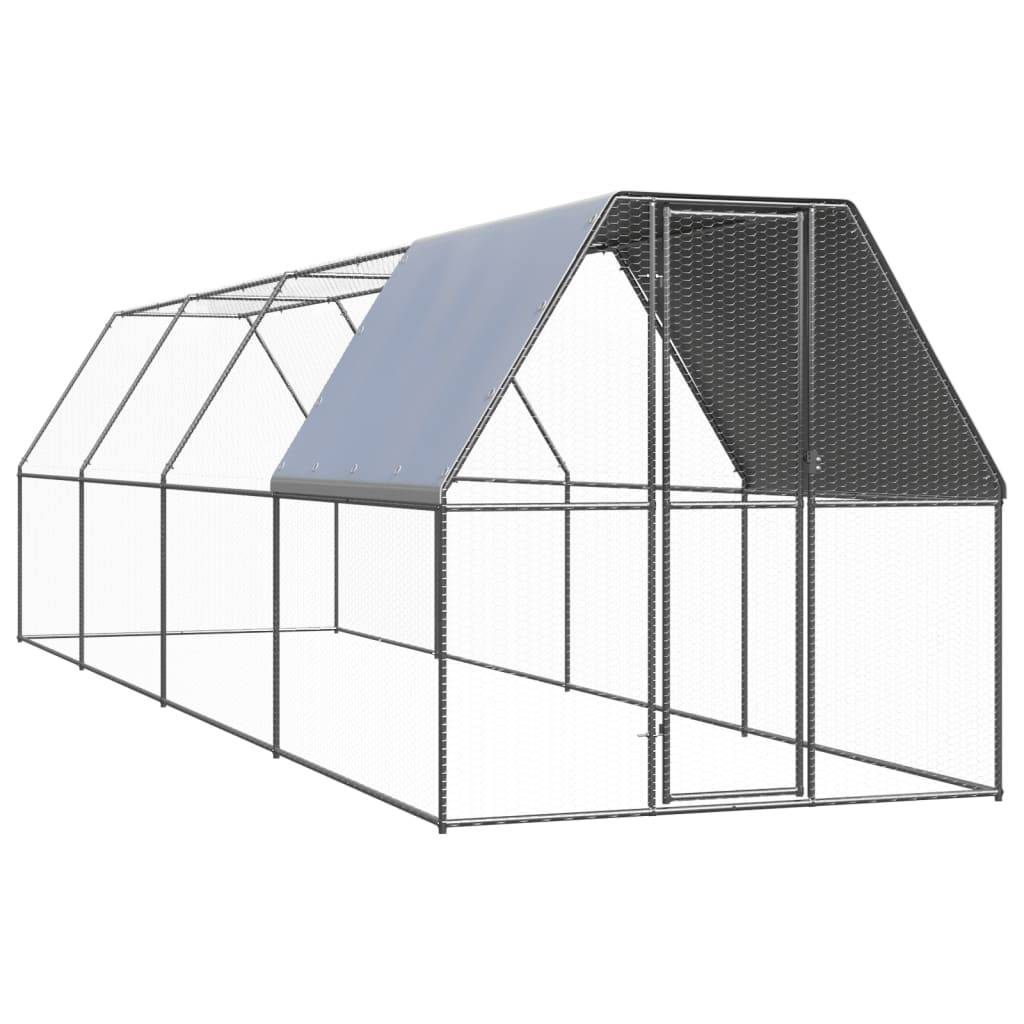 Poulailler Volière Extérieur Acier Galvanisé pour Jardin Sécurisé 2x8x2m – ComfortXL Outdoor Living - Image 1
