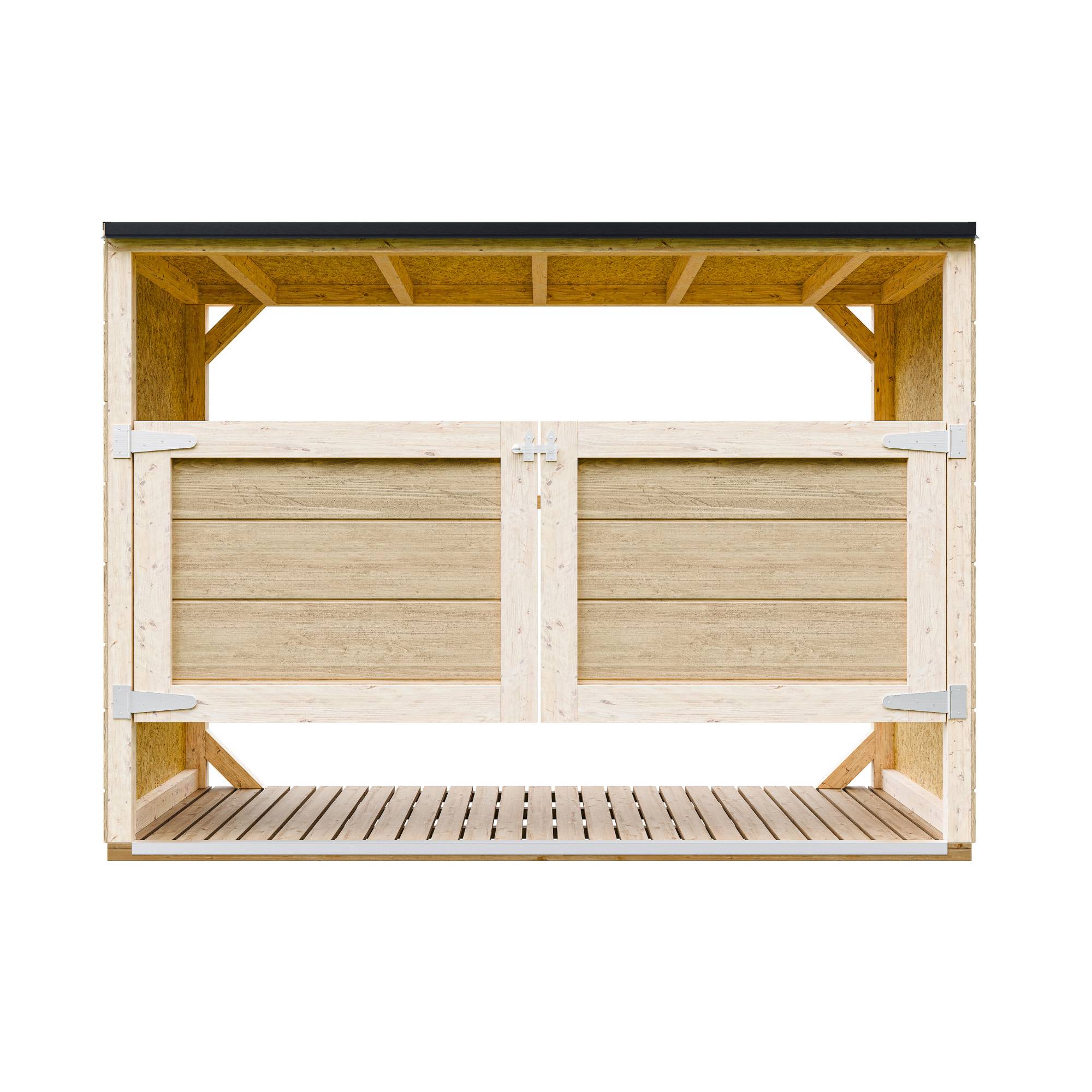 Timbela - Abri de jardin pour poubelles, Cache poubelle extérieur 1,62 m² / 3x240L - Timbela M982A