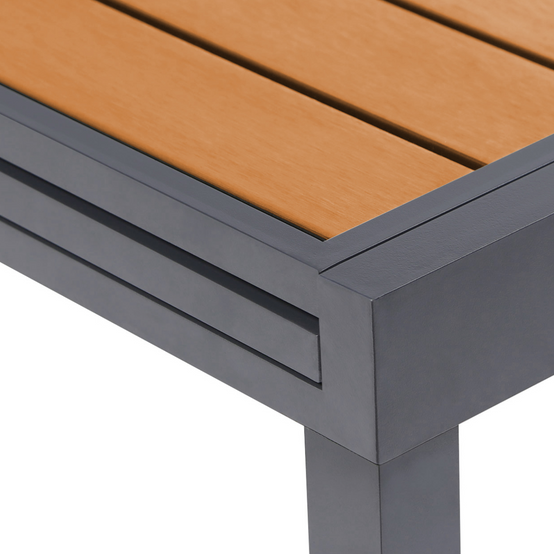 Salon de jardin POLY table extensible 135-270 CM et 12 chaises bois et gris foncé - Image 7
