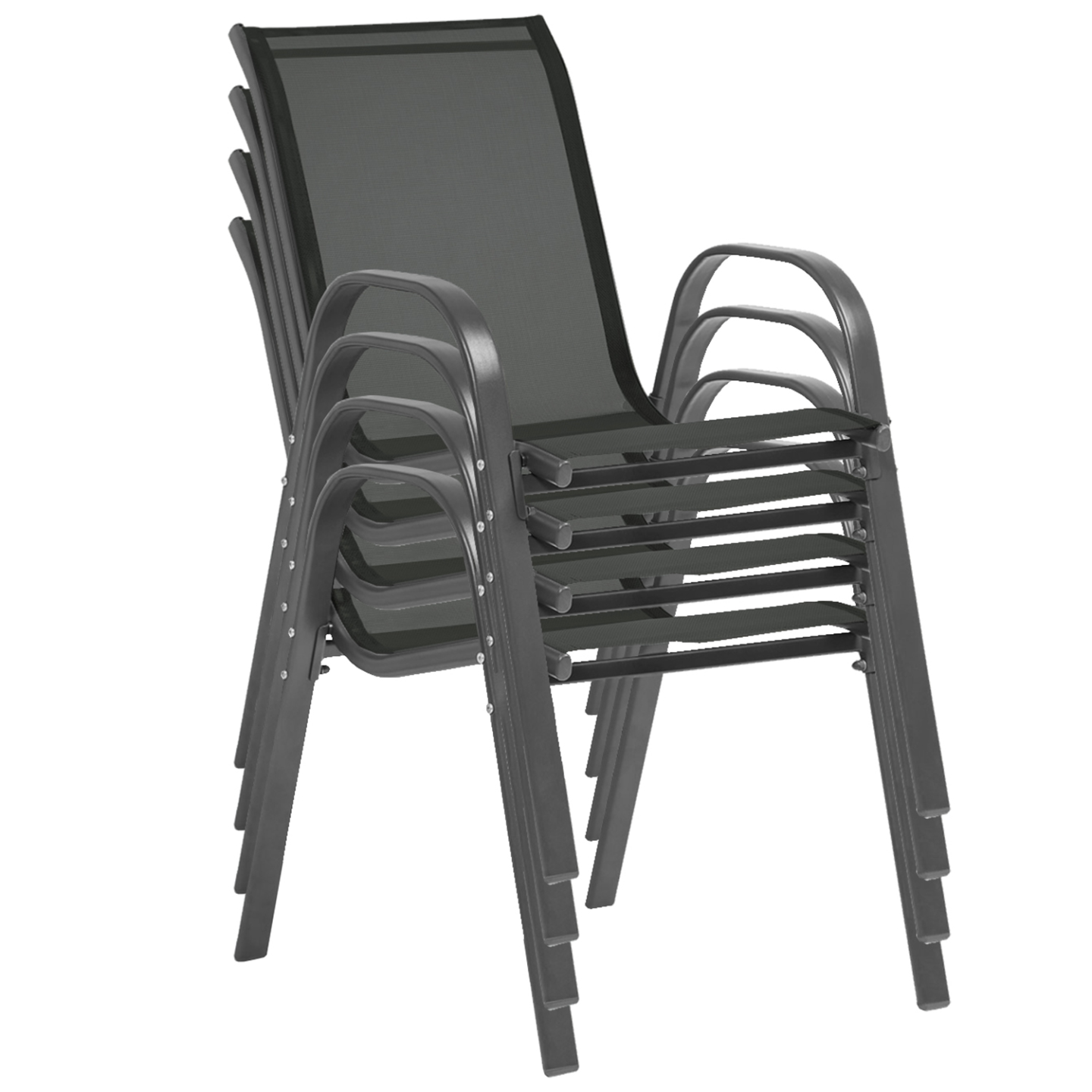Salon de jardin POLY table extensible 135-270 CM et 12 chaises bois et gris foncé - Image 5