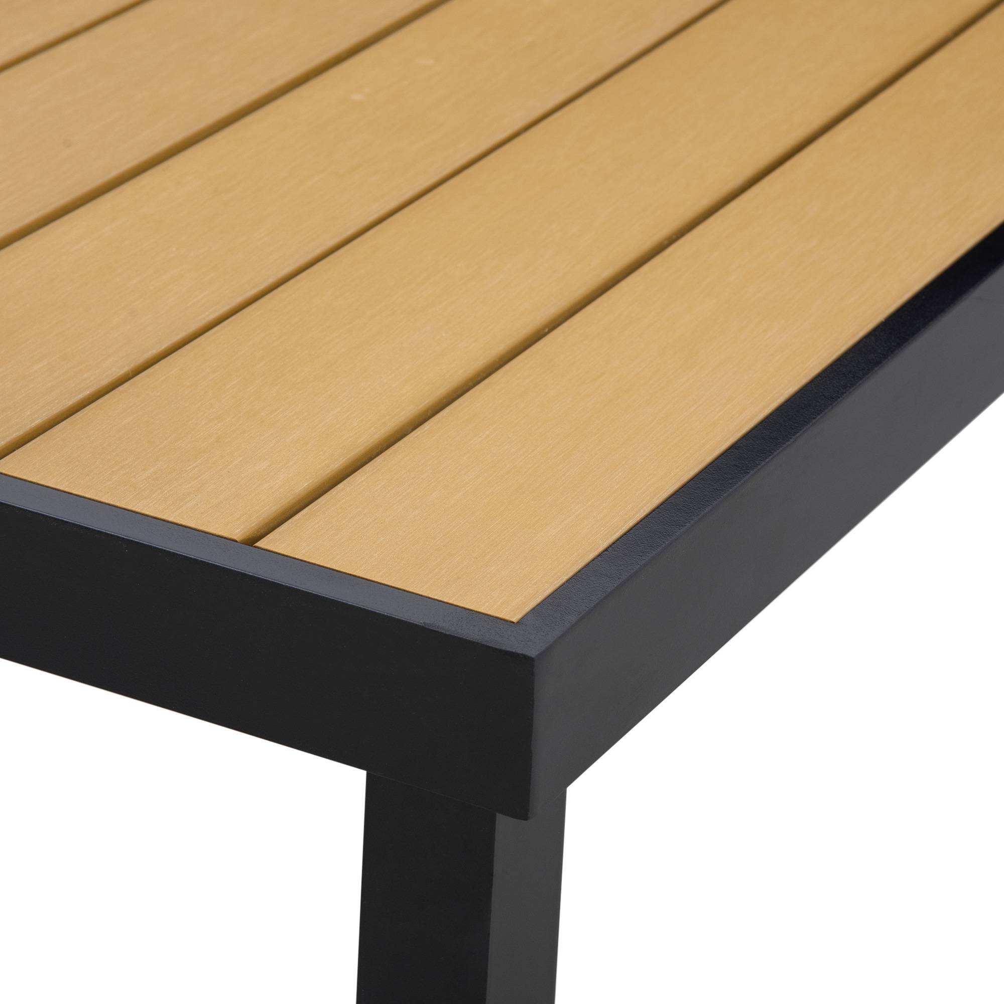 Table de jardin rectangulaire pour 8 personnes en aluminium table de salle à manger extétieur plateau PE à lattes - Image 9