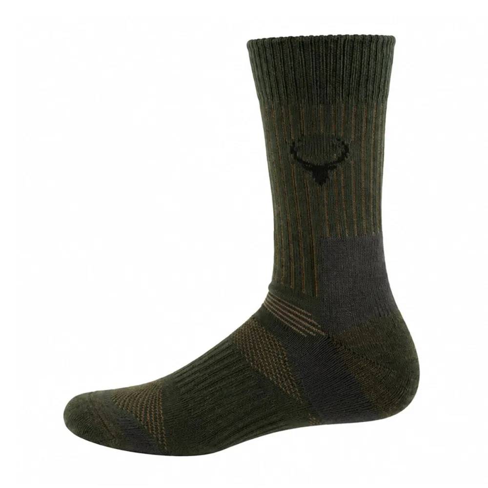 Chaussettes mi-hautes cerf kaki laine mérino 40% polyamide - Image 2