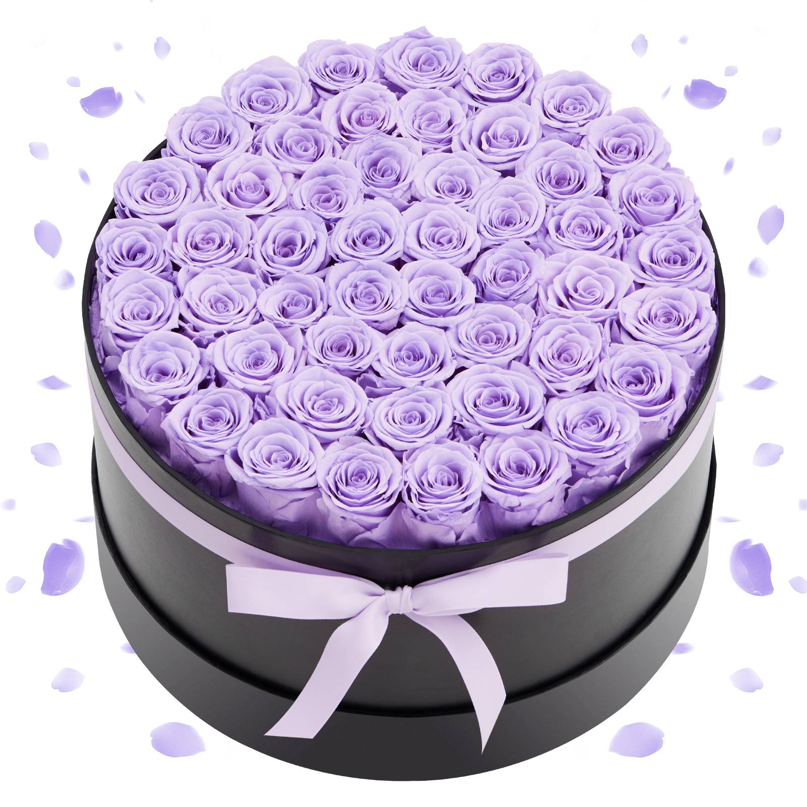 VEVOR Rose Éternelle Fleurs Éternelles Préservées Lot de 50 Boîte Ronde Violet - Image 1