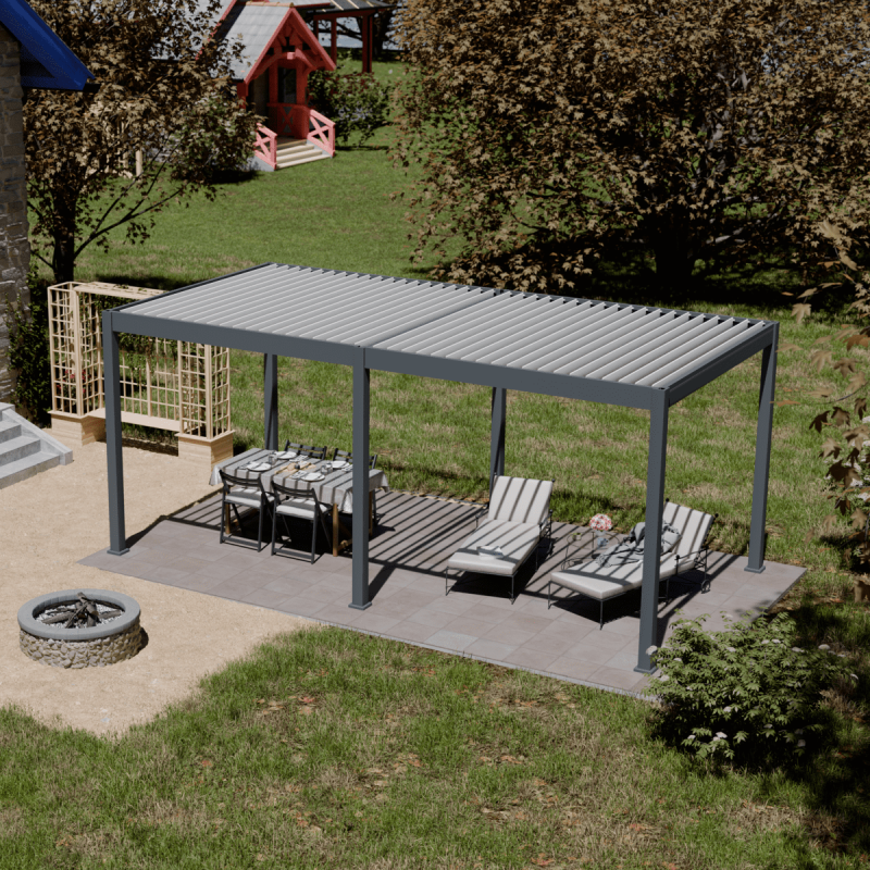 Ombrea - Pergola bioclimatique Ombréa autoportante 3x6M - Anthracite/blanc - ELMO Ombréa - Image 3