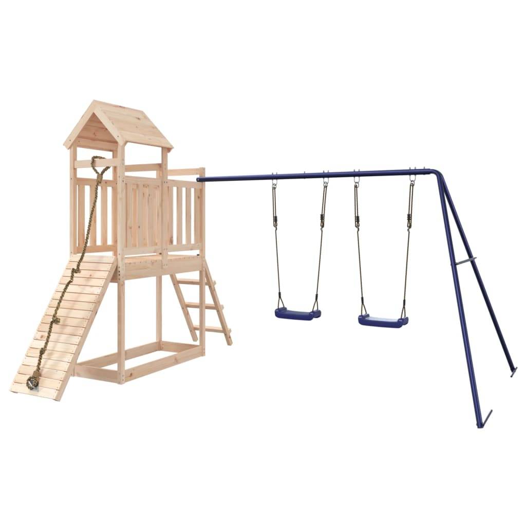 Helloshop26 - Aire de jeux d'extérieur balançoires toboggan portiques robuste jeux jardin 313 x 248 x 214 cm bois de pin massif - Image 1