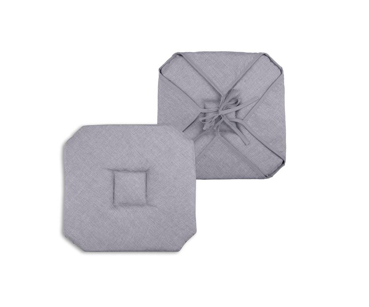 Galette de chaise 4 rabats 40 x 40 cm gris chinee - Image 1