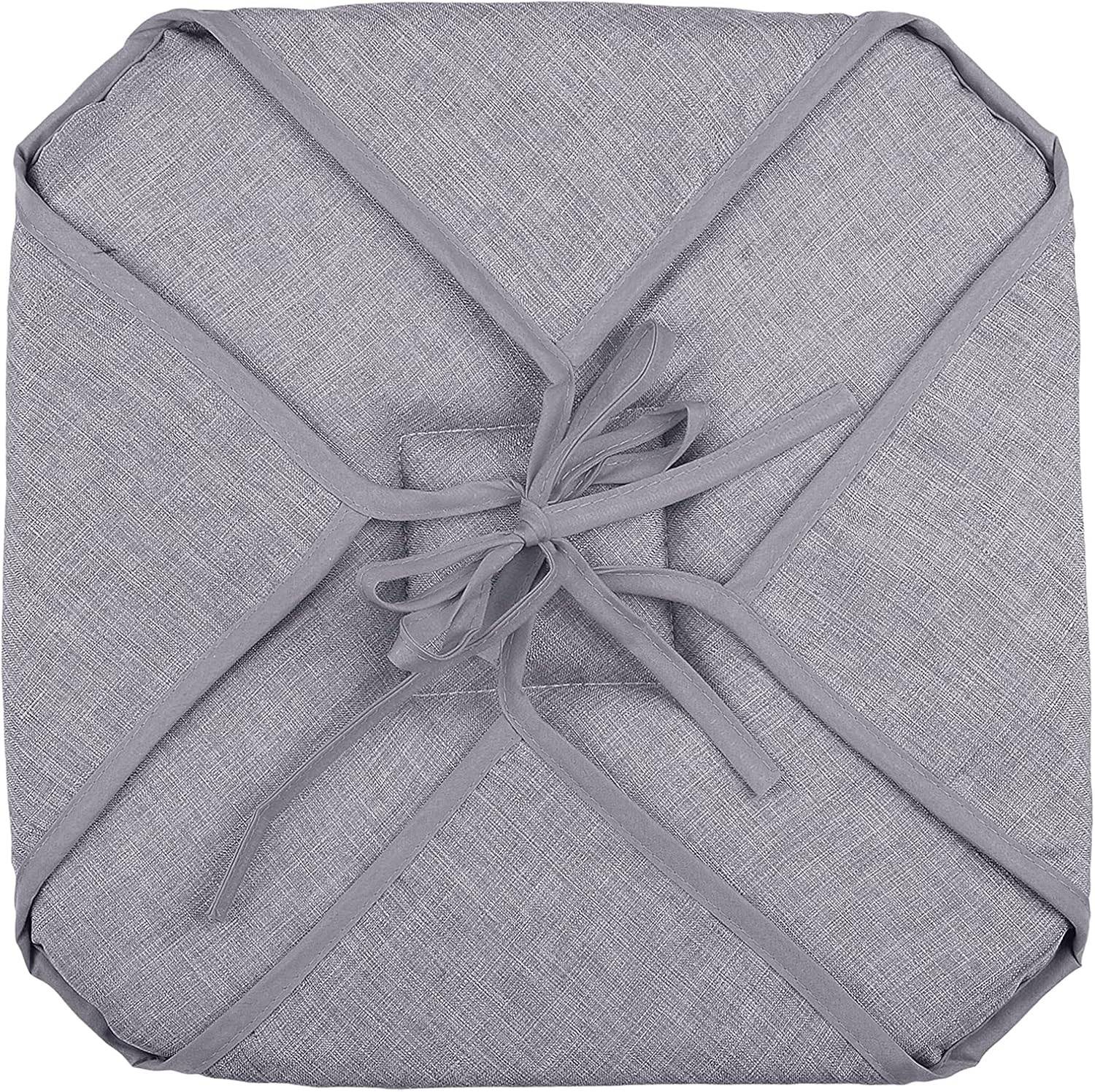 Galette de chaise 4 rabats 40 x 40 cm gris chinee - Image 2