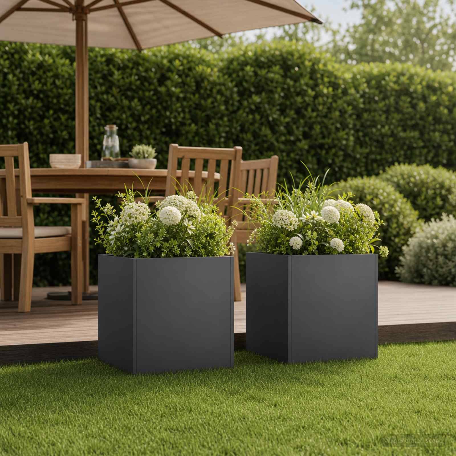 Vidaxl - Cache-pot de jardin 2 pc Noir 20 x 20 x 20 cm vidaXL 8004925 - Image 1