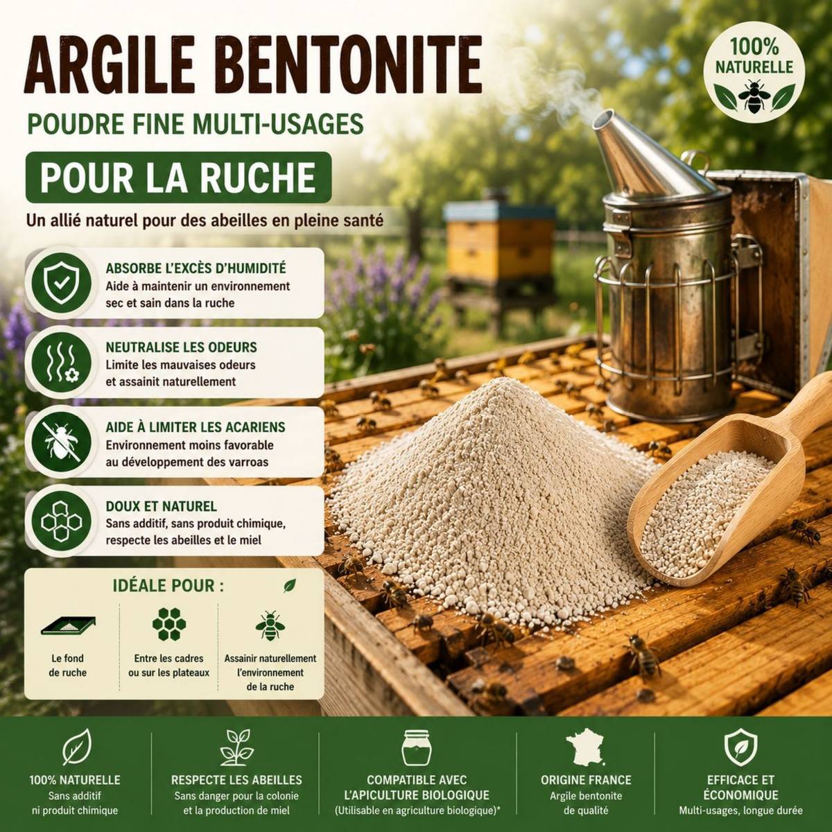 Tout pour les nuisibles - Argile Bentonite Naturelle en Poudre 3 Kg SOLU'CONTROL – Fort Pouvoir Absorbant – Rétention d'Eau – Jardin, Terreau, Sols Sableux, Humidité et Litière - Image 7