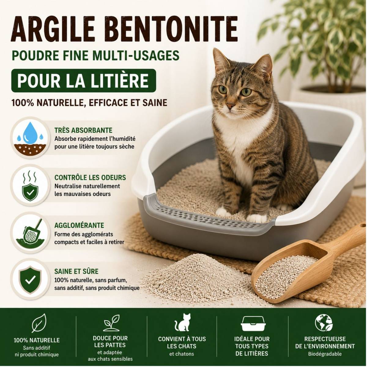 Tout pour les nuisibles - Argile Bentonite Naturelle en Poudre 3 Kg SOLU'CONTROL – Fort Pouvoir Absorbant – Rétention d'Eau – Jardin, Terreau, Sols Sableux, Humidité et Litière - Image 5