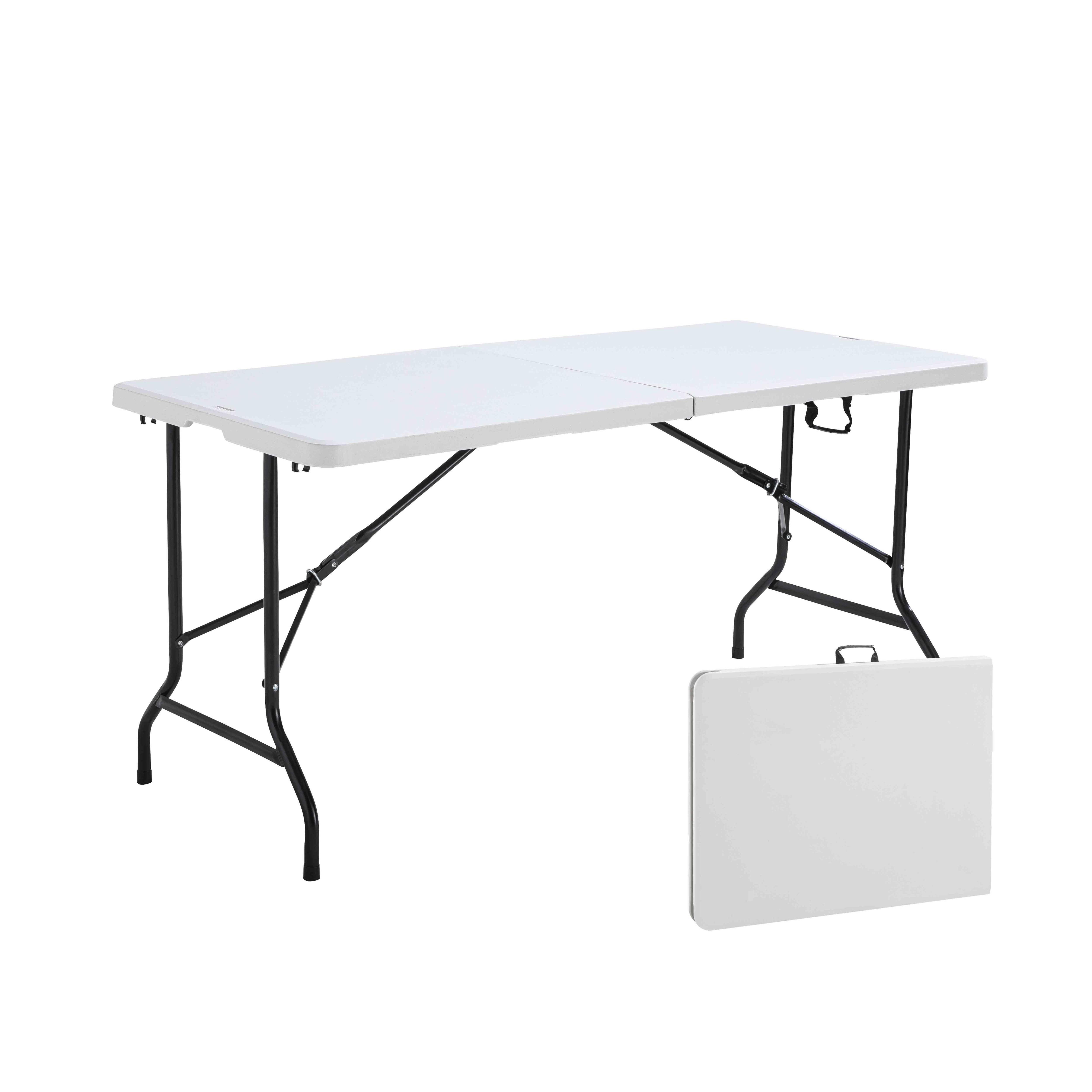 Oviala - Table Pliante Blanche 152 x 70 x 74 cm, Blanc  REKKEM - Oviala - Image 1