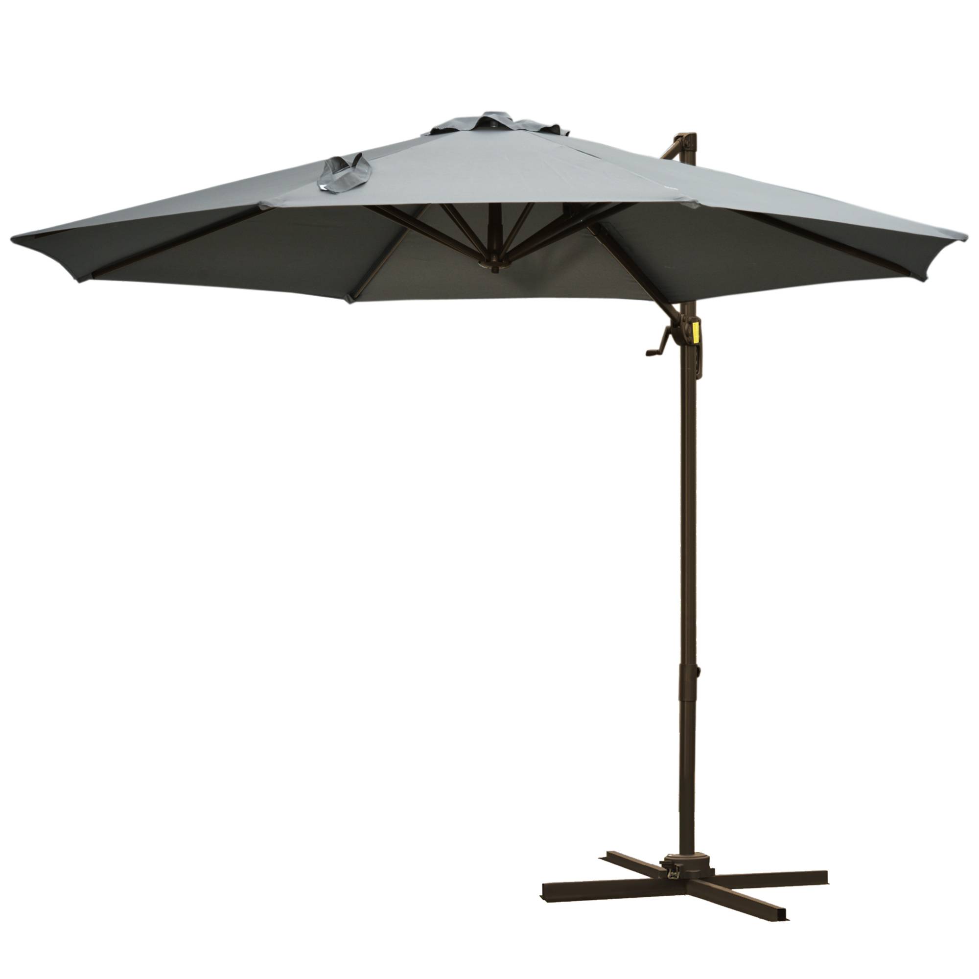 ComfortXL - Parasol déporté acier aluminium extérieur inclinaison 360° Ø295cm gris - ComfortXL Outdoor Living - Image 2