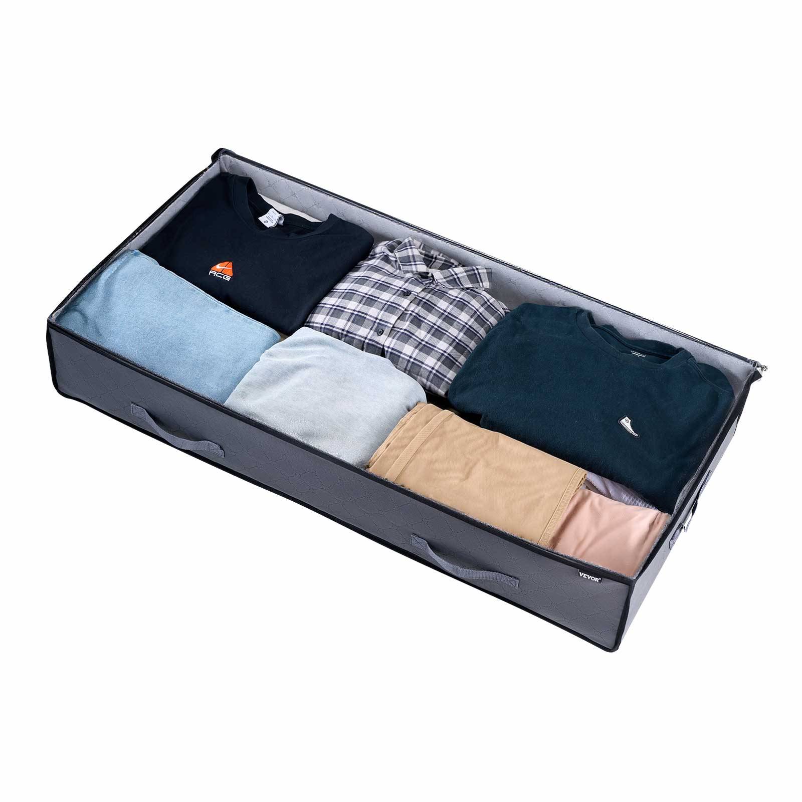 VEVOR Sacs rangement sous lit 6x90L, organisateur chaussures, couvercles transparents, gris. - Image 9