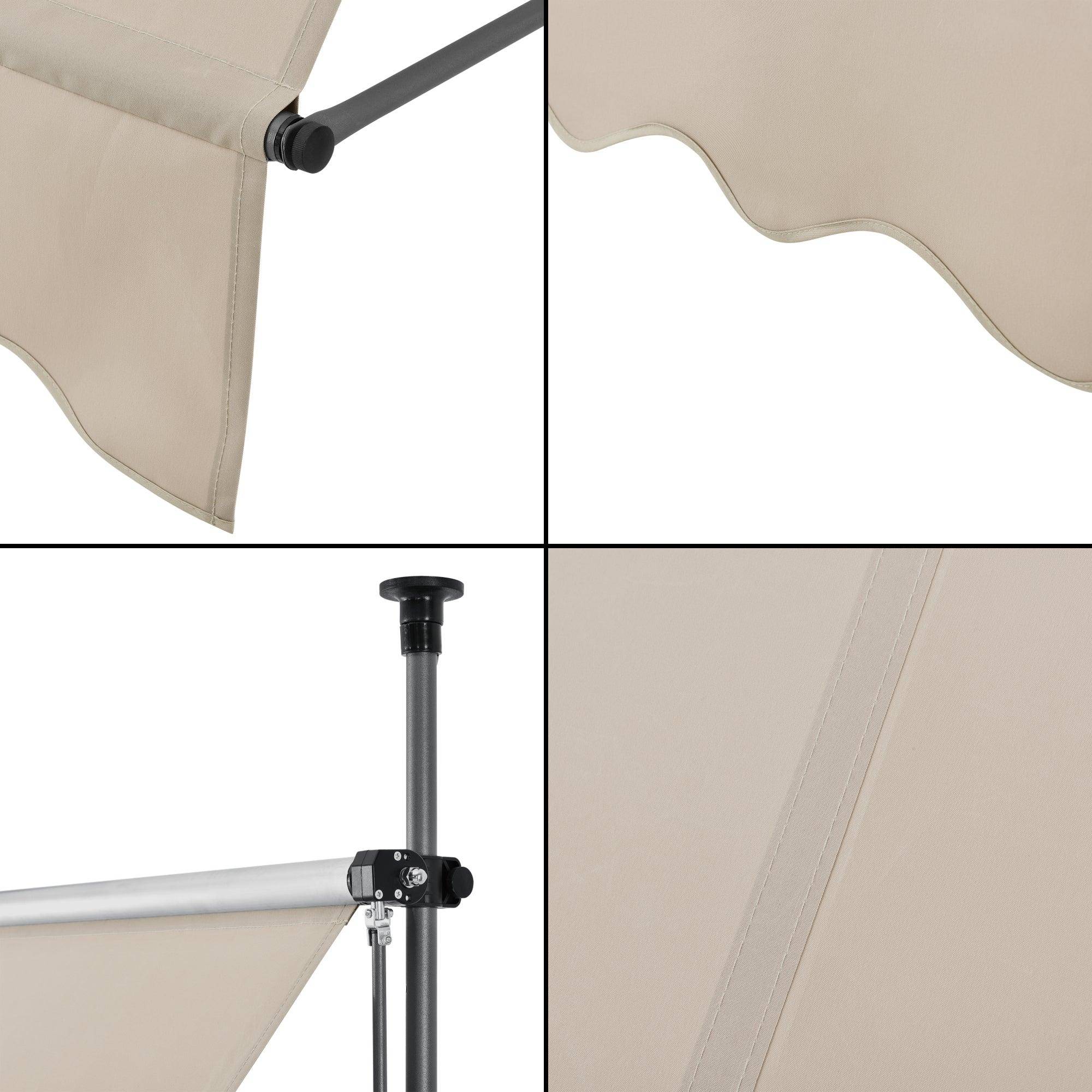Brise-soleil pare-soleil métal et polyester hauteur variable sable 350 x 120 x 200-300 cm - Image 4