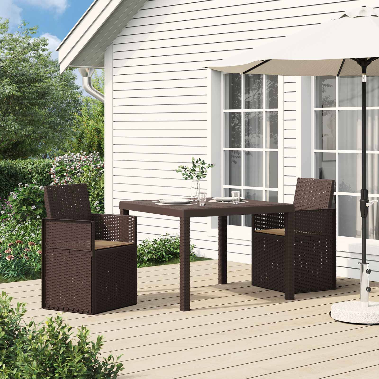 PANGIVO - Chaises de jardin PP marron et taupe 53 x 47 x 88.5 cm - PANGIVO