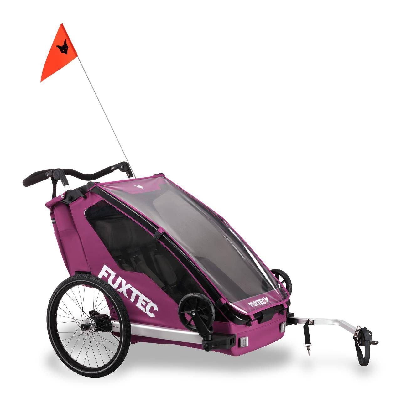 FUXTEC - Remorque vélo pourpre - FUXTEC Sport Cruiser - charge max. 45kg, 2 ceintures 5 points, Enfants Poussette Pliable - Image 4