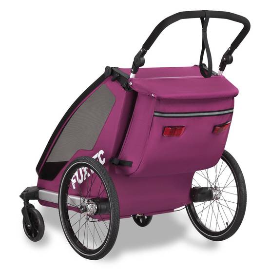 FUXTEC - Remorque vélo pourpre - FUXTEC Sport Cruiser - charge max. 45kg, 2 ceintures 5 points, Enfants Poussette Pliable - Image 2