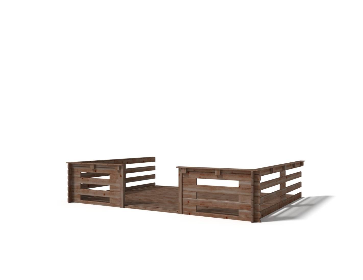 Altanka - Terrasse en bois avec balustrade pour abri en bois - 12m2 - 4m x 3m - imprégnée - couleur: marron - DOM542 - ALTANKA - Image 1