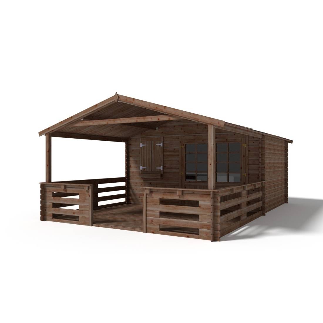 Altanka - Terrasse en bois avec balustrade pour abri en bois - 12m2 - 4m x 3m - imprégnée - couleur: marron - DOM542 - ALTANKA - Image 4