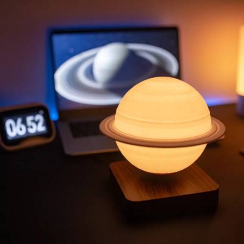 Globe SATURNE 3D en lévitation base bois clair ASTROFLIGHT MAGNETICLAND - Image 1