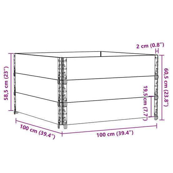 Jardinière bois de pin marron 100 x 100 x 60.5 cm - PANGIVO - Image 8