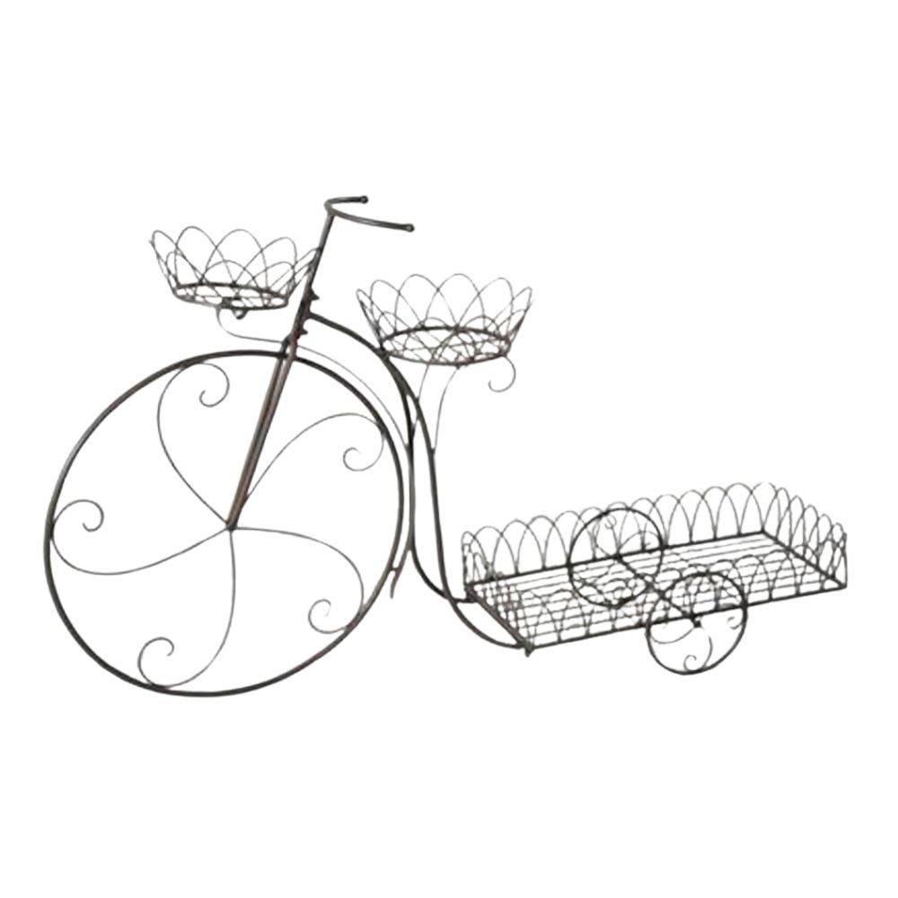Vélo porte plantes jardinière jardin extérieur métal marron 114cm Chemin de campagne - Image 1