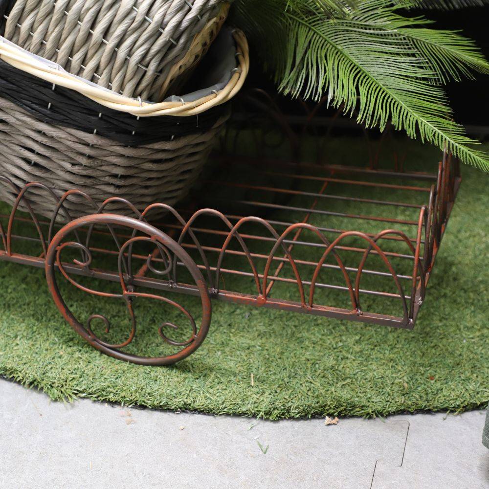 Vélo porte plantes jardinière jardin extérieur métal marron 114cm Chemin de campagne - Image 4