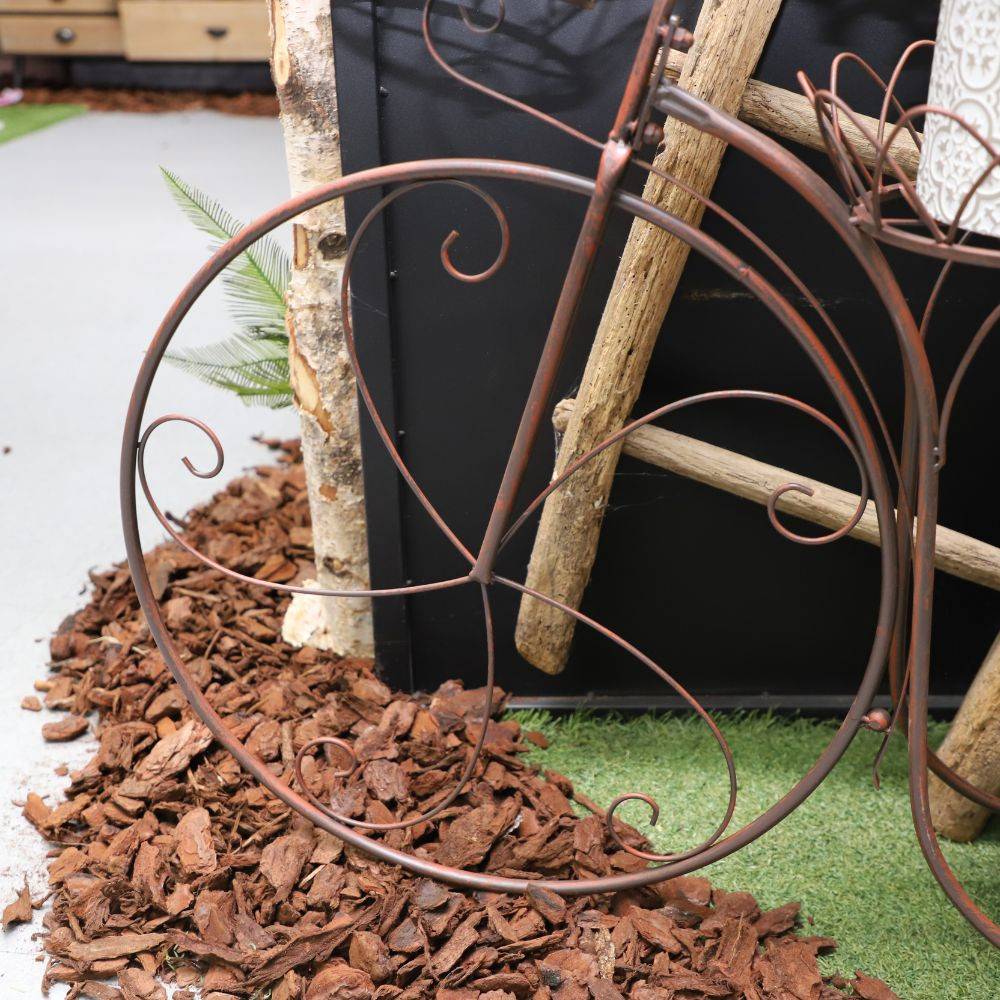 Vélo porte plantes jardinière jardin extérieur métal marron 114cm Chemin de campagne - Image 5