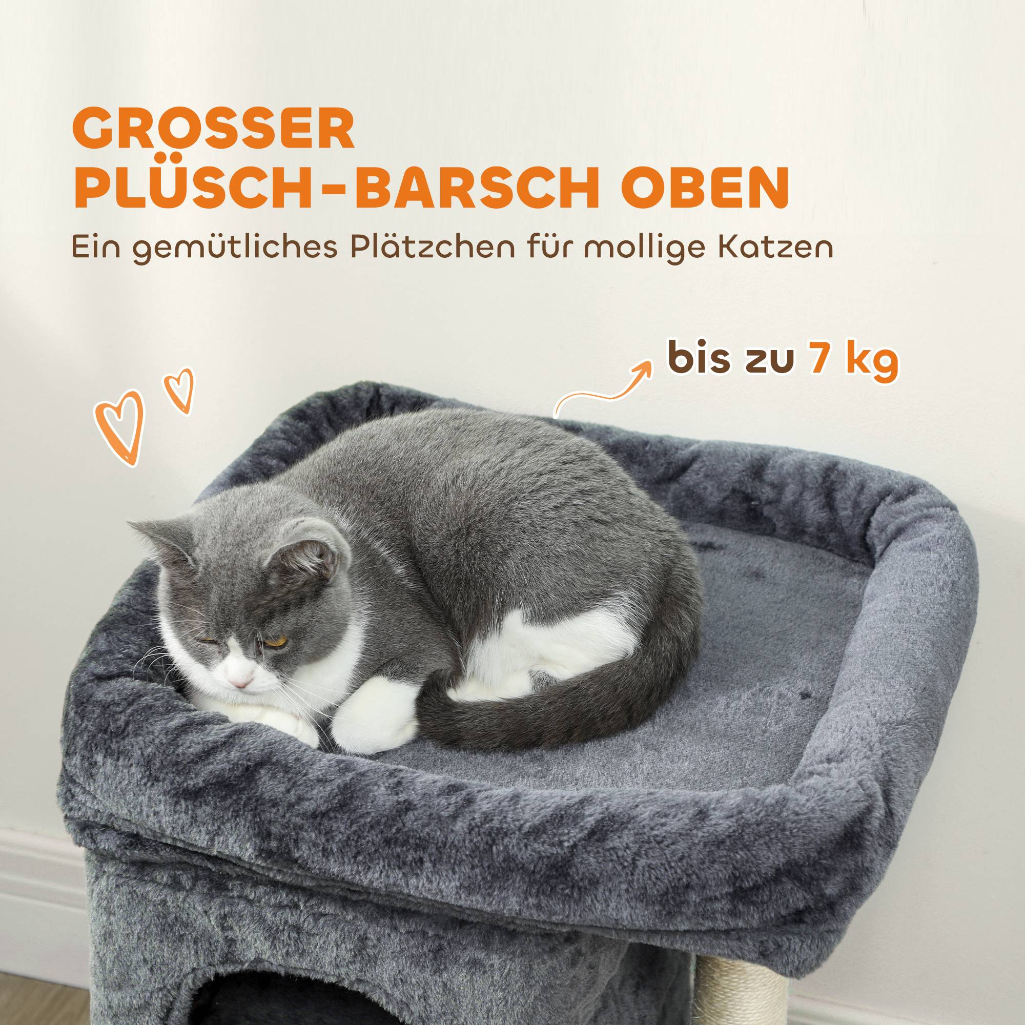 Sans Marque - Katzenkratzbaum, Katzenturm, 2 Höhlen, Plattform, Sisalpfosten, kompakt, Dunkelgrau - Image 4