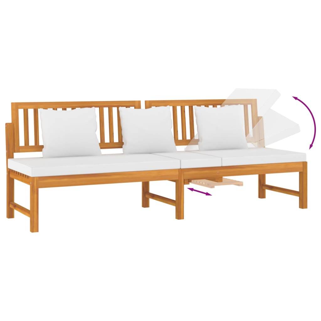 Vidaxl - Lit de jour avec coussin crème 200x60x75cm Bois d'acacia solide vidaXL 312144 - Image 7