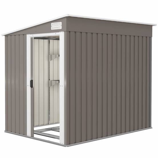 Abri de jardin adossé acier rangement extérieur porte coulissante 206x154x181cm gris - ComfortXL Outdoor Living - Image 2