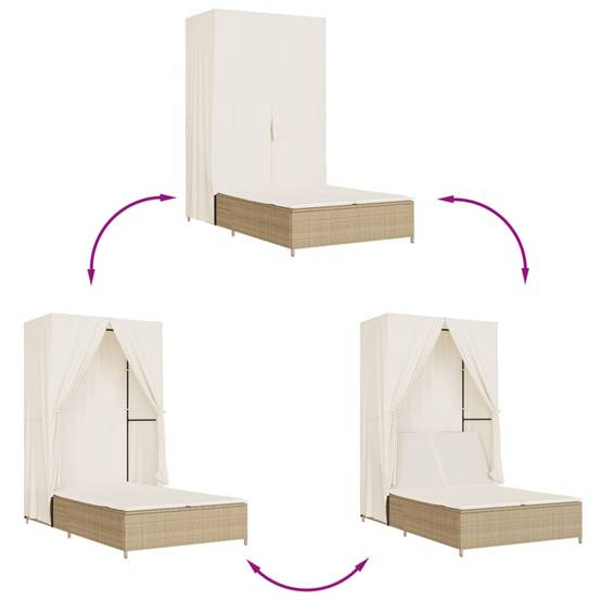 Lit de Jardin Double Résine Tressée Protection Soleil Beige – ComfortXL Outdoor Living - Image 7